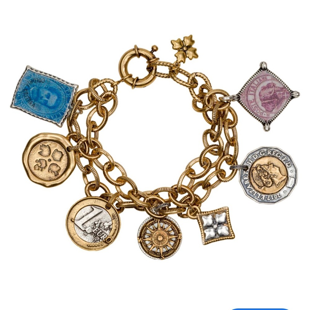 Patricia Nash Gold and Silver Charm Bracelet Collector Set 🥰 Necklace & Bracelet